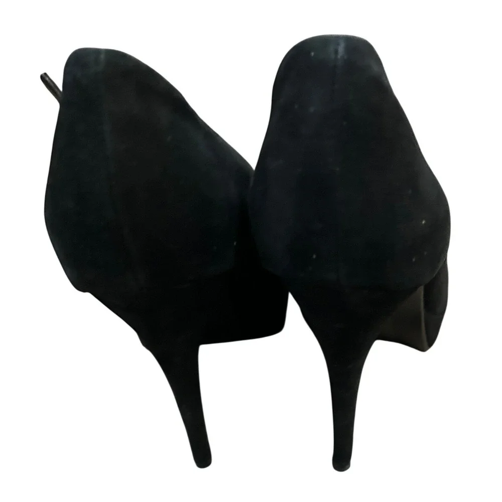 Colin Stuart Black Suede Mary Jane‎ Platform Pumps Leather Stiletto Heels 8.5